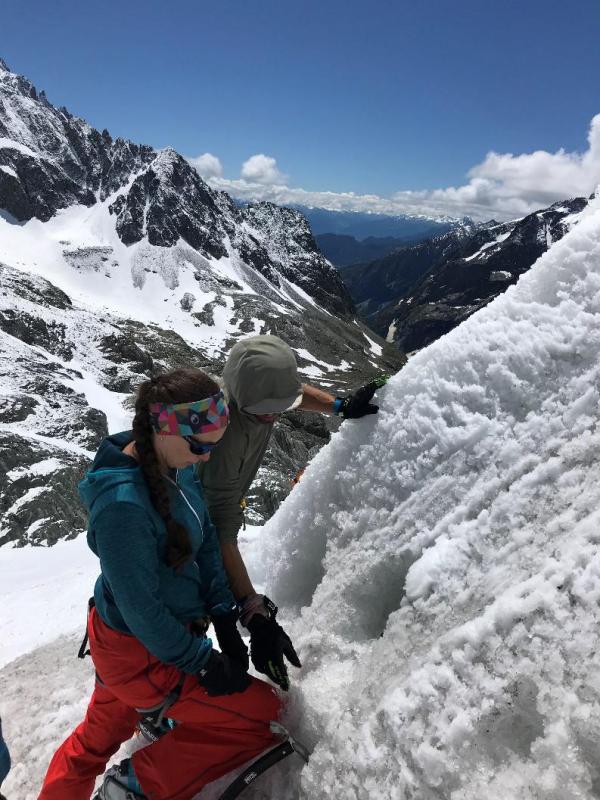 Ecole de glace au-dessus du Refuge du Glacier Blanc